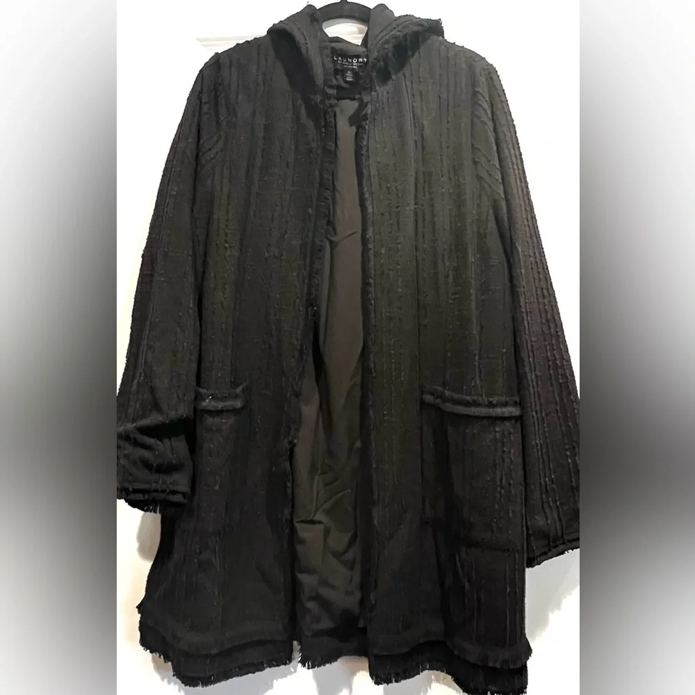 Laundry By Shelli Segal Womens  Hooded Boucle Jacket, black